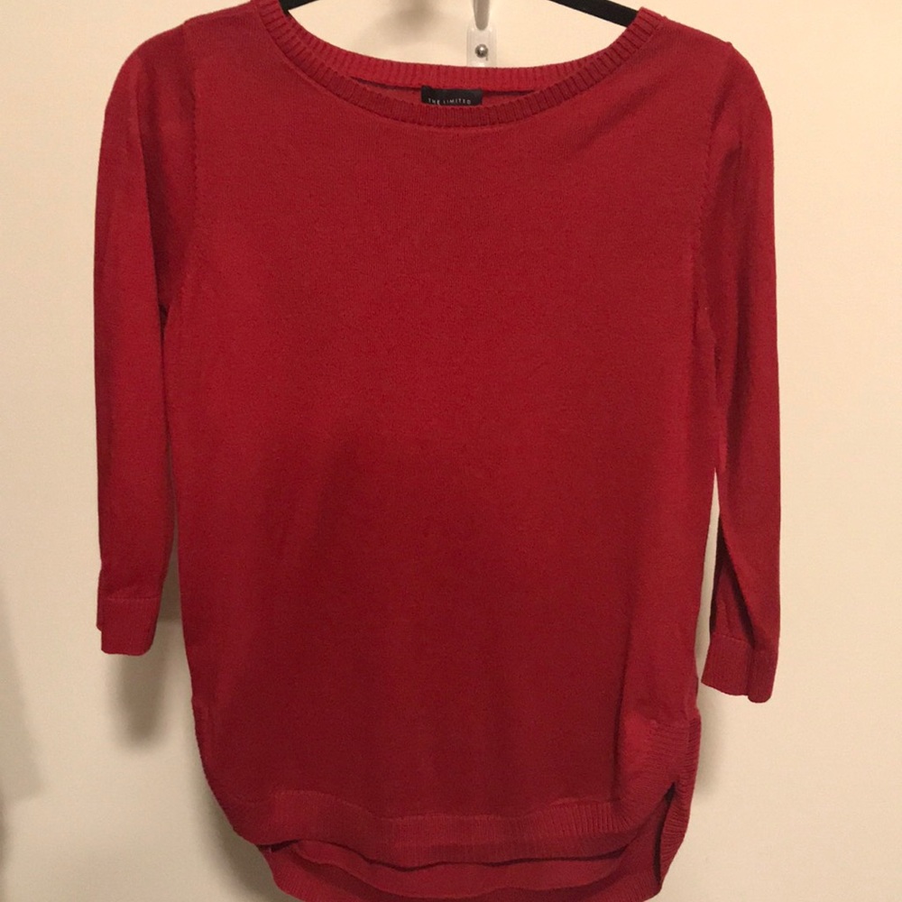 Red sweater from The Limited.